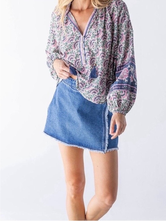 NATURAL LIFE Dresses & Skirts - Natural Life Denim Faux Wrap Skirt Large